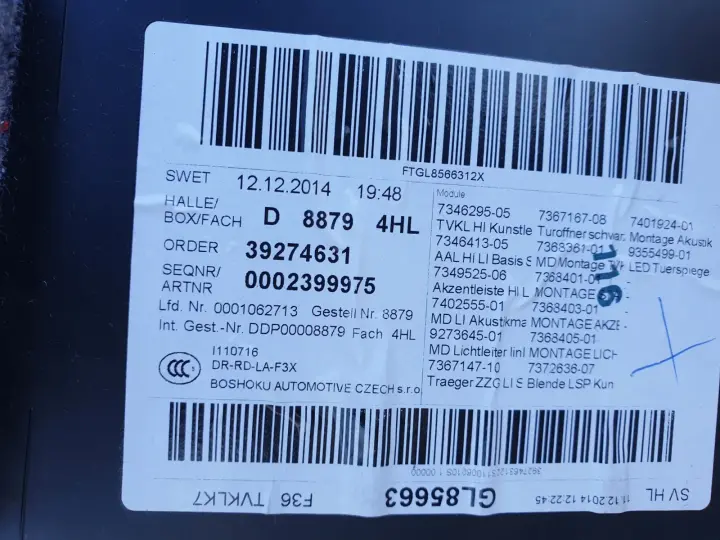 BMW F36 GC BOCZEK TAPICERKA DRZWI TYLNY LEWY TYŁ