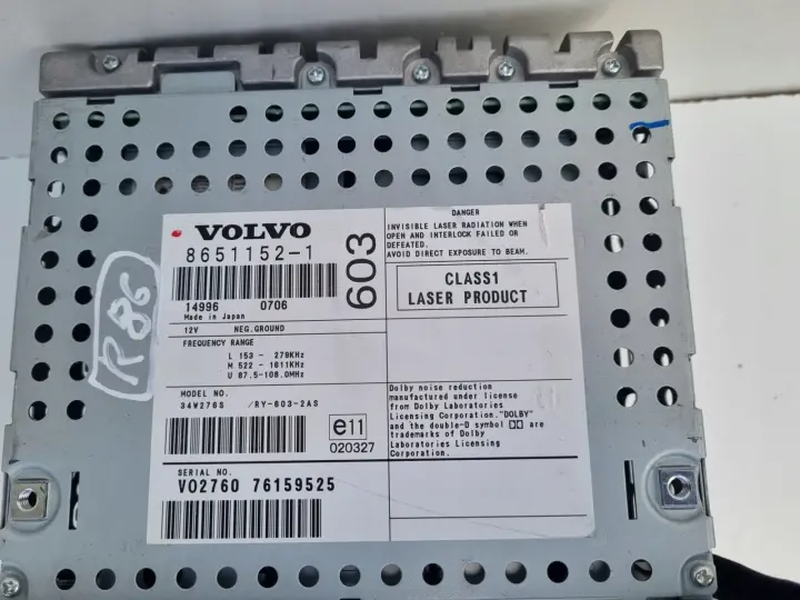 Volvo S60 I XC70 I V70 II RADIOODTWARZACZ CD Radio HU-603 8651152