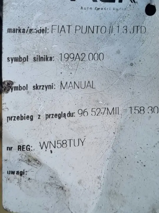 Fiat Punto II 1.3 JTD SKRZYNIA BIEGÓW manualna MANUAL
