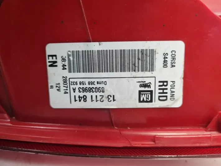 OPEL CORSA D 3D HTB 06-14r TYLNIA TYLNA LAMPA PRAWA prawy tył 13211841