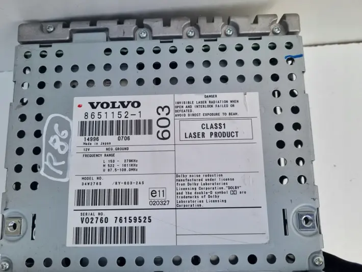 Volvo S60 I XC70 I V70 II RADIOODTWARZACZ CD Radio HU-603 8651152