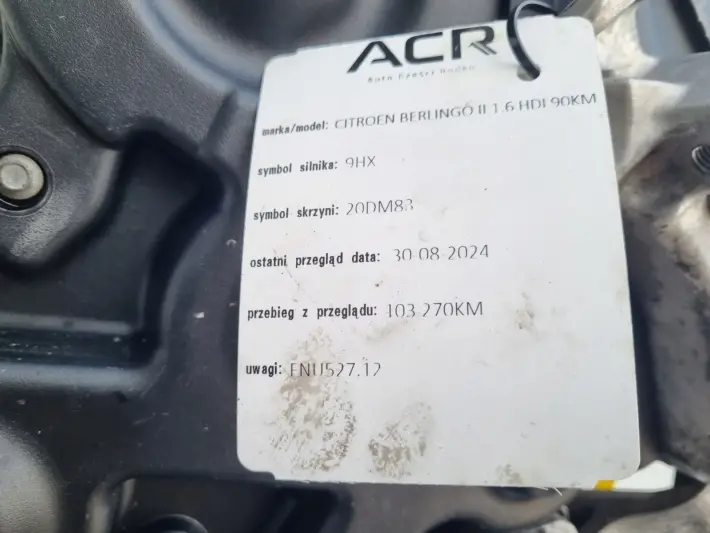 SILNIK KOMPL Peugeot 207 1.6 HDI 90KM udokumentowane 103tyś 9HX