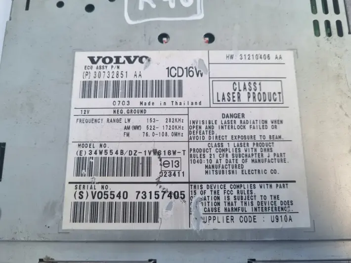 Volvo S40 II V50 RADIO CD radioodtwarzacz CZYTNIK PŁYT 30732851AA 30732851