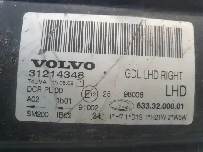 Volvo S80 II V70 III 06-16r PRZEDNIA LAMPA PRAWA PRAWY PRZÓD xenon 31214348