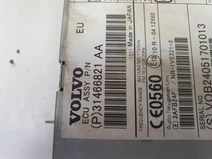 Volvo VOLVO V60 I S60 II V40 II CZYTNIK NAWIGACJI Radio 31466821AA 31466821