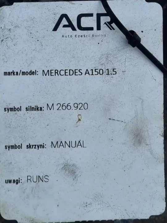 Mercedes W169 1.5 SKRZYNIA BIEGÓW 1693610001 manualna A1693610001