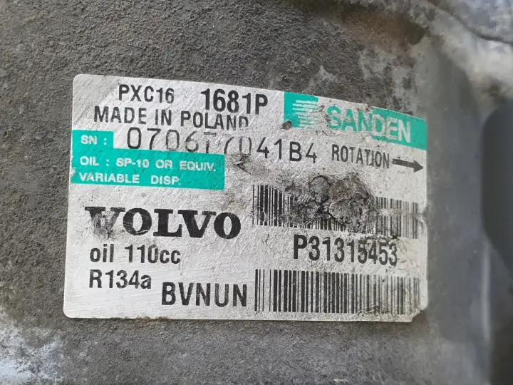 Volvo S60 II V60 I V70 III 2.0 D3 SPRĘŻARKA KLIMATYZACJI pompa P31315453