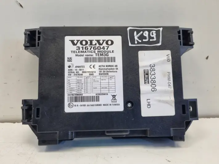 Volvo V60 I S60 II XC60 I MODUŁ STEROWNIK TELEFONU Telematics 31676047