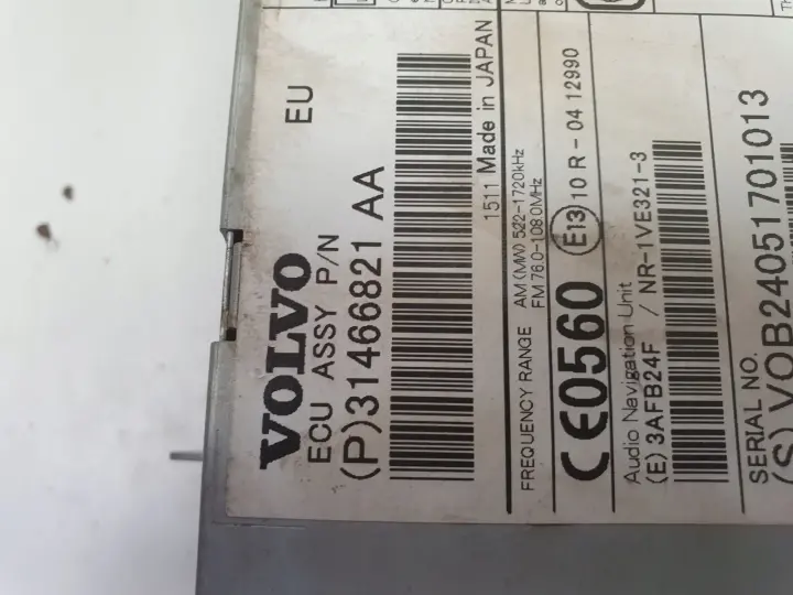 Volvo VOLVO V60 I S60 II V40 II CZYTNIK NAWIGACJI Radio 31466821AA 31466821