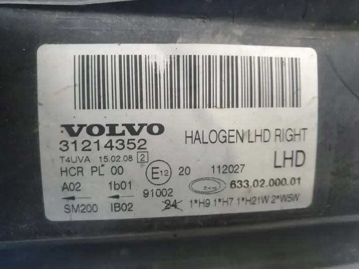 Volvo S80 II V70 III 06-16r PRZEDNIA LAMPA PRAWA PRAWY PRZÓD 31214352