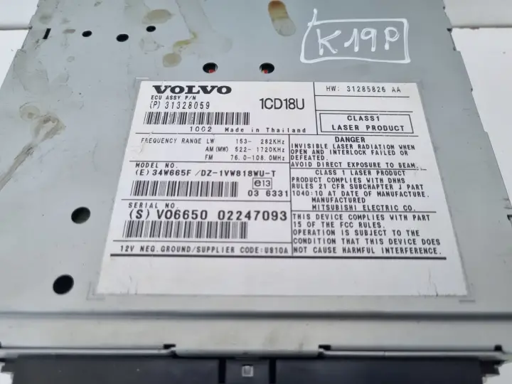 Volvo S40 II V50 RADIO CD radioodtwarzacz CZYTNIK PŁYT 31328059