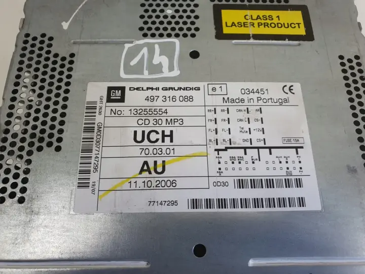 Opel Zafira B Astra H RADIOODTWATRZACZ CD MP3 radio 13255554